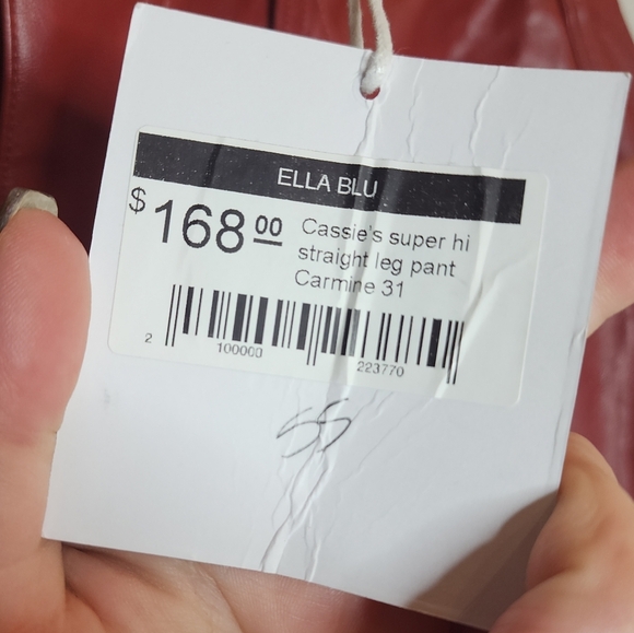 NWT Pistola Red Faux Leather Cassie High Rise Straight Pant Carmine Size 31 (12) - Picture 10 of 16